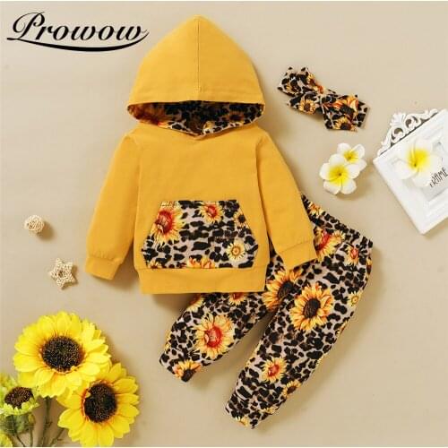 Prowow 2021 New Floral Baby Girls Clothes Set Hooded Top+Pant Autumn Winter Kids Girls Clothing Letter Printing Toddler Costume