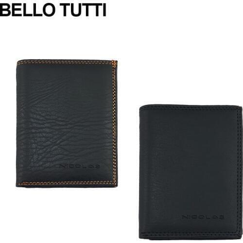 BELLO TUTTI New Men Money Clip Card&ID Holder Short Key Wallet Male PU Leather Coin Purse Clutch Bag Change Pocket Handbag Black