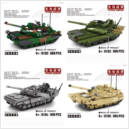 NEW S Military Series 0102 0103 0104 0105 Leclerc Main Battle Tank Soldier Police Building Blocks Bricks Toys Children Boy Gifts