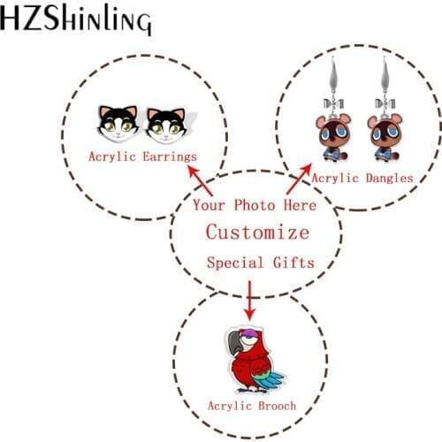 New Arrival Custom Acrylic Earrings Personalize Pets Photos Customization Handmade Acrylic Epoxy Earrings for Special Gifts OMG