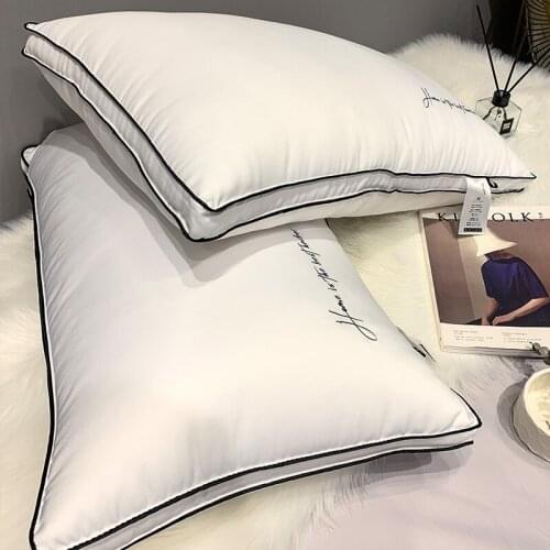 Super Soft Star Hotel Three-dimensional Feather Bed Pillow Embroidered Pillow Core 100% Imitation Goose Down Fiber Pillow
