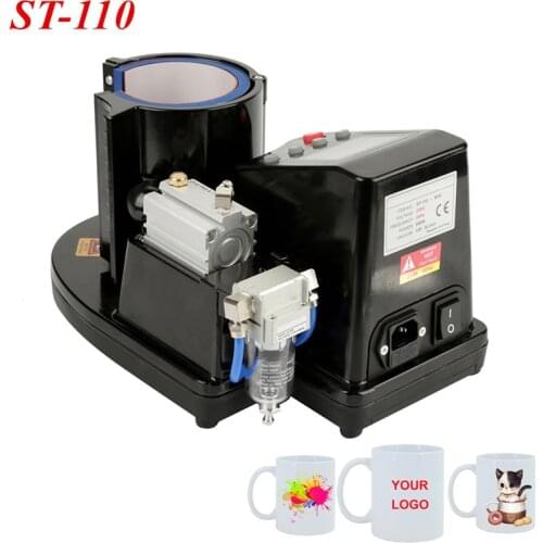 Mug Press Machine Pneumatic Auto Mug Transfer Sublimation Heat Press Machine ST-110 Black EU Plug 230V