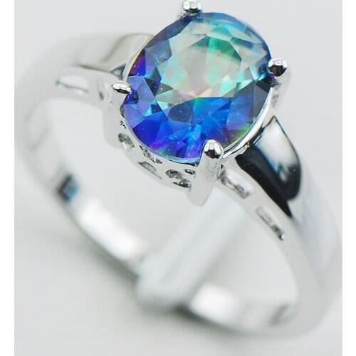 Rose Rainbow Crystal Zircon 925 Sterling Silver Wedding Attractive Design Ring Size 5 6 7 8 9 10 11 12 PR08 Min order is $10