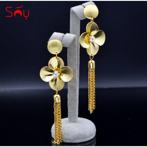 Sunny Jewelry Hot Selling Tassel Earrings For Women Long Drop Dangle Earrings Romantic Flower Earrings For Wedding Jewelry Gift