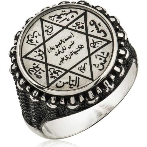 Tevuli 925 Sterling Silver Solomon Seal Male Ring