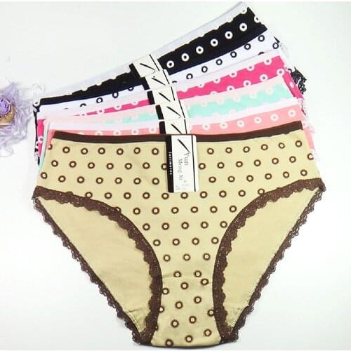 6pieces/set Panties cotton plus size underwear women high waist briefs printing dots female panty ladies girl intimate XXXXL XXL