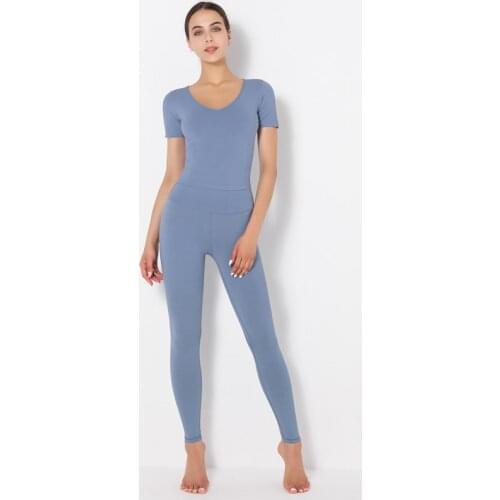 High Elastic Yoga Sets Comfortable Fitness Suits Women Sportswear Breathable V Neck T-shirts Workout Running Leggings Gym Outfit