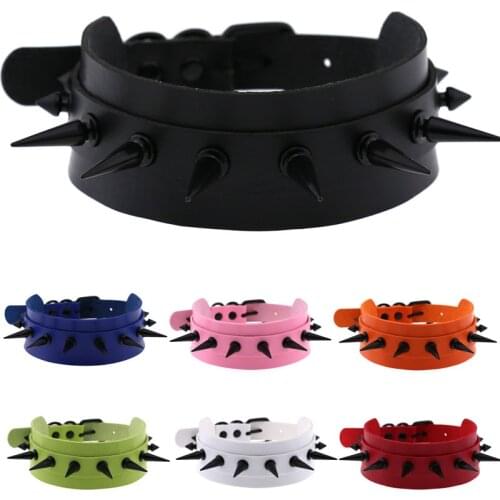 DIEZI Vintage Punk Gothic Harajuku Cosplay Black PU Leather Choker Necklace For Women Men Rivet Statement Necklaces Jewelry