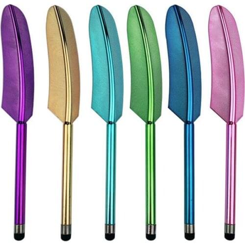 10pcs/lot Cute Fashion Feather capacitor pen for iPhone ipad tablet phone All Smart Mobile stylus condenser Unisex Universal