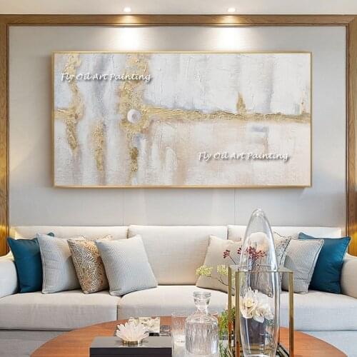 100% Handmade Modern Abstract Home Decoration Gold Foil Oil Painting Hand-painted Canvas Paintings Wall Art Decor For Office