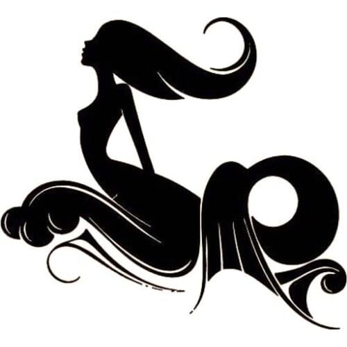 13.5*12.2CM Silhoutte Sexy Swimming Mermaid Girl Fashion Style Cartoon Design Car Sticker Vinyl Decal Black/Silver C20-0756