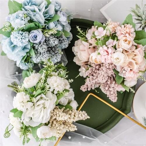 13 Heads/Bouquet Artificial Silk Peony Bunch Small Flowers Silk Flowers DIY Home Garden Party Wedding Decor Artificial Flower