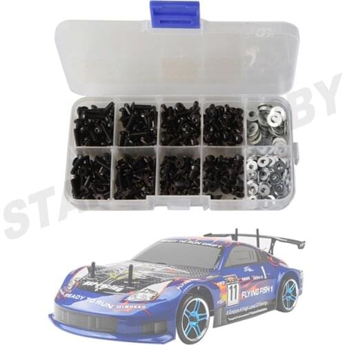 180 / 340pcs M3 Hexagon Socket Fiat Button Head Screws Washer Set for 1/10 RC Car Bigfoot HSP 94188/94123/94111 Spare parts