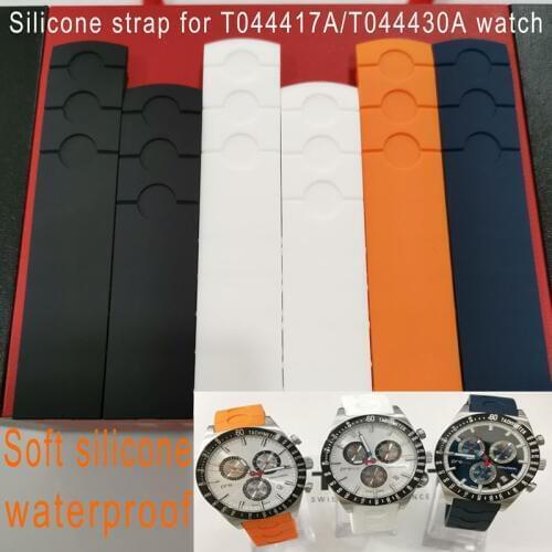 20mm watchband for T044417/T044430A Silicone belt 1853 PRS516 silicone rubber strap waterproof arc rubber T044.417A bracelet