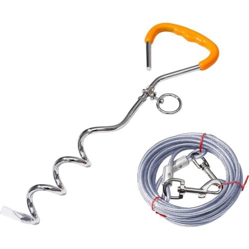 3M/5M/10M Outdoor Dog Traction Rope With Dog Fixed Pile Metal Screw Pile For Camping Ground Wire Rope Dog Traction Rope Set