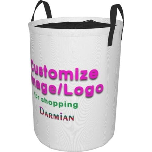 DARMIAN 3D Customize Your Items Image Round Tunic Dirty Pocket Clothes Sundries Household Organizers Storage Basket Folding Bag