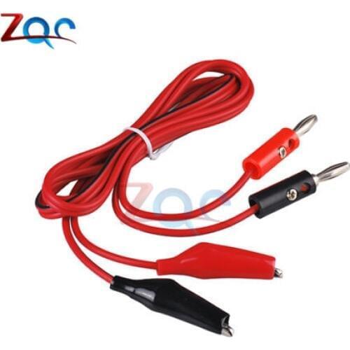 4MM Dual Alligator Clip to Banana Connector Shrouded Copper Electrical Clamp Test Cable Leads 1M For Testing Probe Oscilloscope
