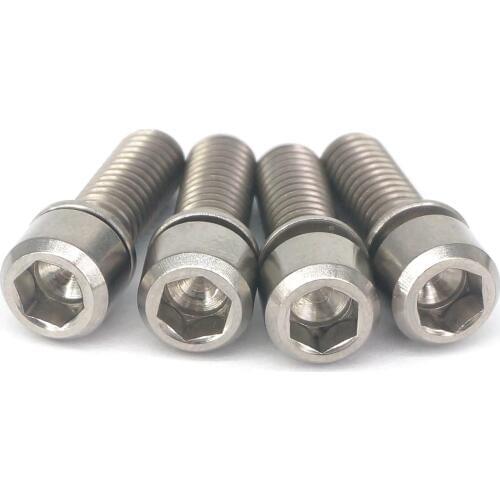 4 PCS M6x18mm Ti GR5 Titanium Column Head Bolts & Washer For Bicycle Crank