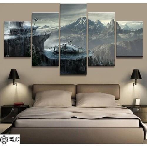 5 Panel Tomb Raider Game Landscape Canvas Printed Painting For Living Room Wall Art Home Decor HD Picture Artworks Modern Poster