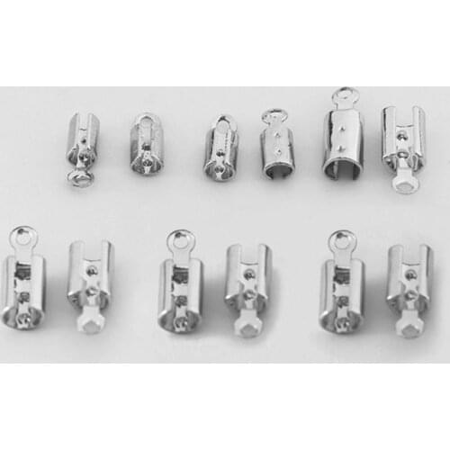 50pcs Stainless Steel Cords Crimp End Beads Caps Leather Clip Tip Fold Crimp Bead Bracelet Connectors For Jewelry Making Finding