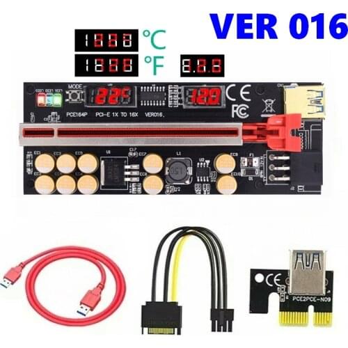 50pcs VER 006C PCI-E PCI E Express 1X to 16X Riser Card +USB 3.0 Cable SATA 15 Pin 6 Pin Power Supply Cable For Bitcoin Mining