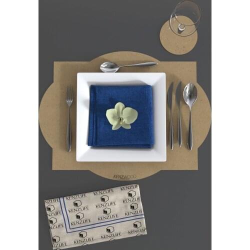 8pcs/set Solid Design Placemats With Coaster Non Slip Table Mats Kitchen Wood Mdf Accessories Home Pad Coaster Dining Table