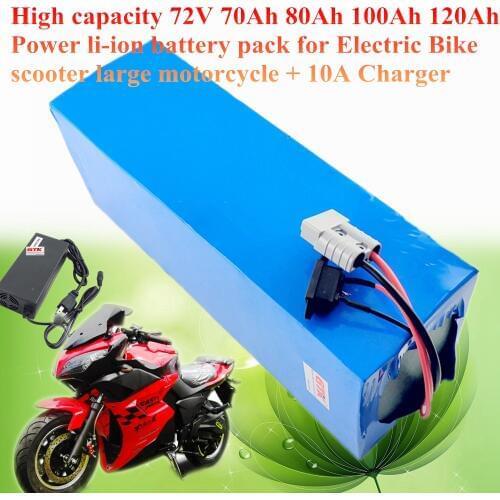 High capacity 72V 70Ah 80Ah 100Ah 120Ah li-ion Power battery pack for Electric Bike scooter large motorcycle + 84v 10A Charger