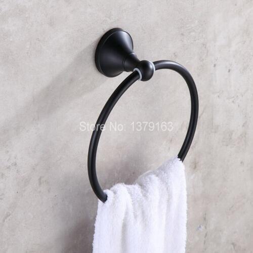 Bathroom Accessory Wall Mounted Black Oil Rubbed Brass Bath Towel Ring Towel Rack Holder aba856