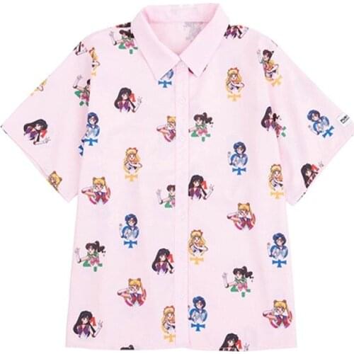 Anime Rosa Manica Corta Camicette Harajuku T Shirt Donna Vestiti 2019 Cosplay Sveglio Kawaii Magliette E Camicette