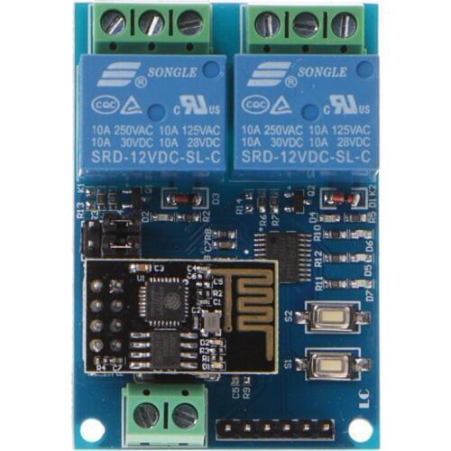 BGEKTOTH WIFI Relay Module ESP8266 IOT APP Controller 2-Channel For Smart Home 12V
