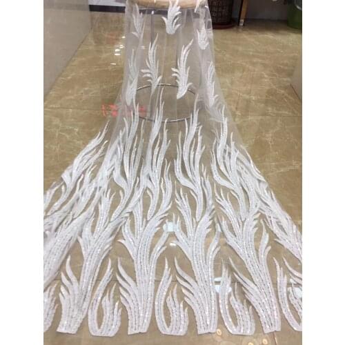 Sequin fabric New pattern 5yards AX211# off white mesh lace fabric for bridal wedding dress/sawing Free shipping