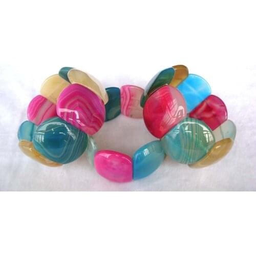 Free Shipping Natural Rainbow Botswana Agate Oval 29*37mm Beads Bracelet Women Jewelry Accessories Weddings Parties Birthday Gif