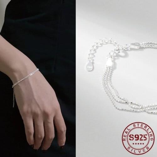 Bracelet for Women 925 Sterling Silver Three Layers Charm Link Bracelets Anniversary Wedding Bracelet Women Silver Jewelry