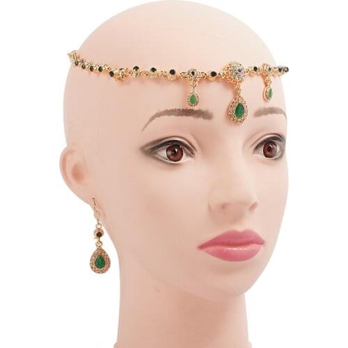 RLOPAY New Water Drop Rhinestone Hair Chain for Bridal Luxury Gold Hair Accessories for Women Tiaras and Crowns