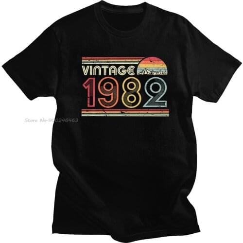 Vintage 1982 T Shirt Men Cotton Fashion T-shirt O-neck Short Sleeve 38th Birthday Gift Tee Retro Style Top Fitted Clothing Merch