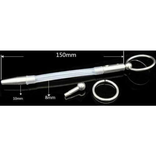 Manyjoy Stainless Steel Chastity Cage Catheter Sound Urethra Stretching with Silicone Tube Penis Plug Adult Sex Toys for Male