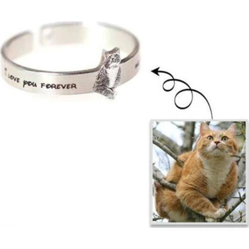 Custom Cat Pet Silver Rings Women for Pet Lovers 925 Sterling Silver Open Rings Women Men Anillo Mujer Bague Femme Best Gifts