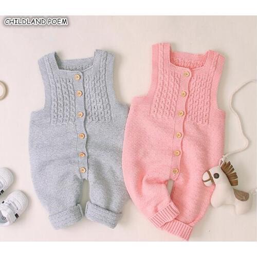 Baby Romper Autumn Knitted Baby Clothes Newborn Sleeveless Baby Girl Boy Romper Baby Jumpsuit