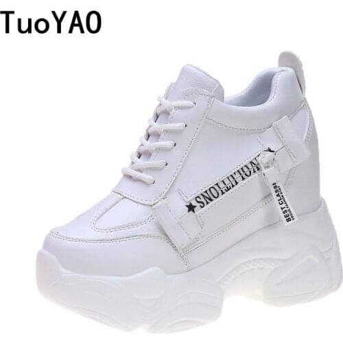 Women Fashion White Sneakers 2021 Autumn Platform Chunky Casual Shoes Brand Old Dad Shoe Woman Black Vulcanized Shoes Black 10cm
