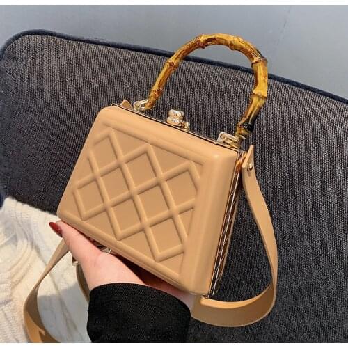 Lattice Square Tote Bag 2021 Fashion New High-quality PU Leather Womens Designer Handbag Small Shoulder Messenger Bag Purses