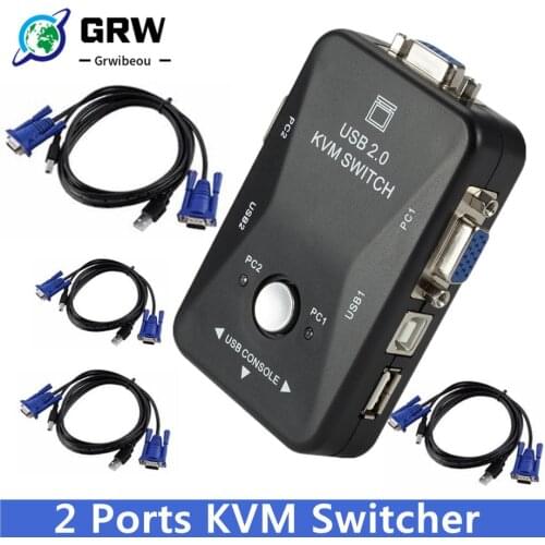 GRWIBEOU KVM Switch vga Cable High Quality USB 2.0 vga splitter Box for USB Key keyboard mouse monitor adapter usb Printerswitch