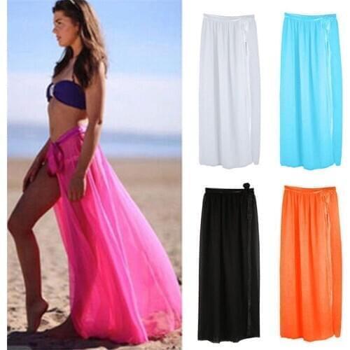 Summer Sexy Women Swim Wear Bikini Cover Up Mesh Sheer Beach Mini Wrap Skirt Sarong Pareo Bathing Suit Cover Ups