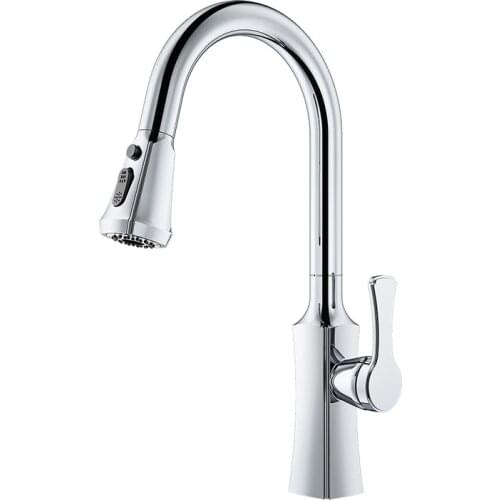 Copper dual function with water-stopping washbasin sink hot and cold tap to rotate the tap to pull the kitchen tap