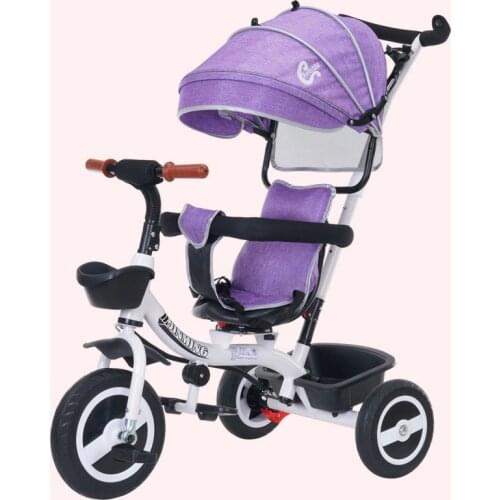 LazyChild Multifunction Folding Childrens Tricycle Two-way Baby Stroller Bicycle Seat Space Wheel Three Wheels Stroller 2021