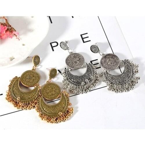 Fashion Ethnic Bali Jhumka Jhumki Gold Brocade Lotus Mexico Gypsy Dangle Earring