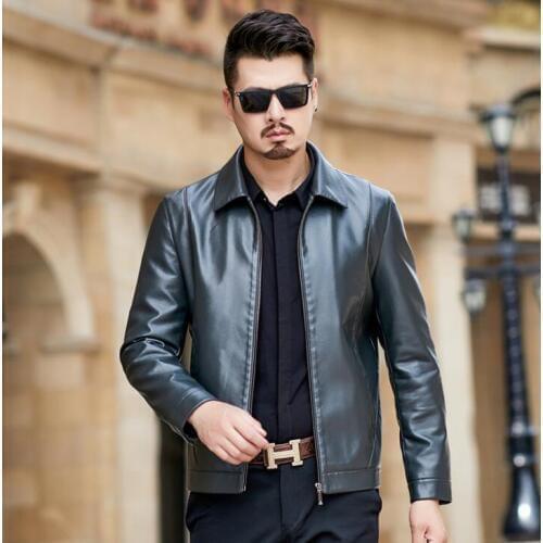 Mens leather jacket slim Casual lapel motorcycle coat men jackets clothes personalized jaqueta de couro street fashion black