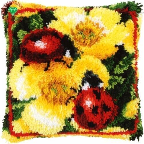 Diy Pillowcase Flowers Latch hook kits cross stitch thread embroidery kits Carpet embroidery cushion embroidered carpet mats