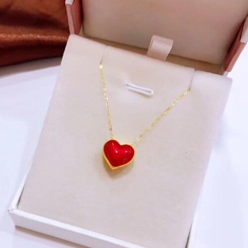 NYMPH Real 18K Yellow Gold Pendant Necklace for Women Solid AU750 Chain Heart Shape Wedding Gift 24K 999 Fine Jewelry 2020 X530