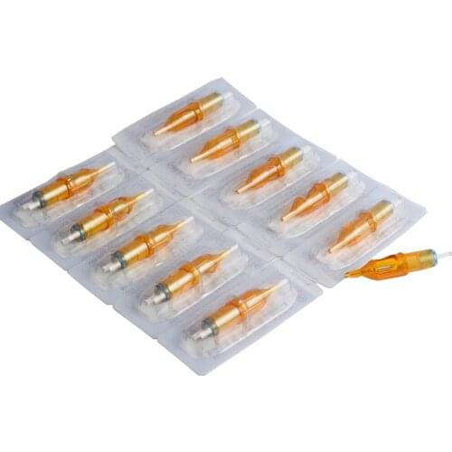 40pcs/set Yellow Disposable Tattoo Cartridge Needle Semi-Permanent Needles Makeup RL/RM/M1/RS For Tattoo Gun Supplies