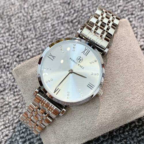 PABLO RAEZ DropShipping A+++ Quality Stainless Steel Band Japan Quartz Movement Waterproof Women Silver Lady Luxury WristWatches